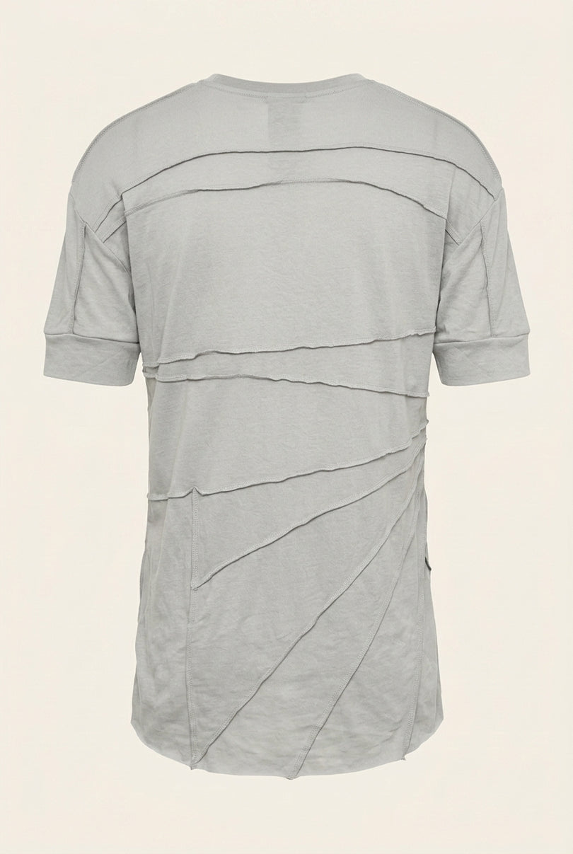 Horizontal Stitch Detail T-Shirt - Grey - Back