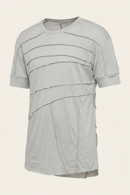 Horizontal Stitch Detail T-Shirt - Grey - Front