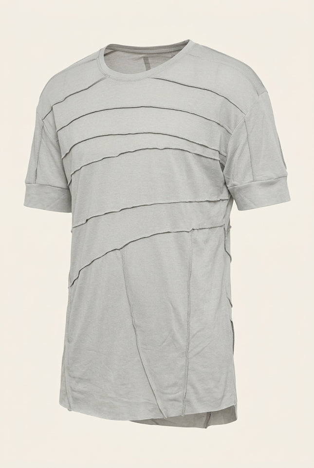 Horizontal Stitch Detail T-Shirt - Grey - Front