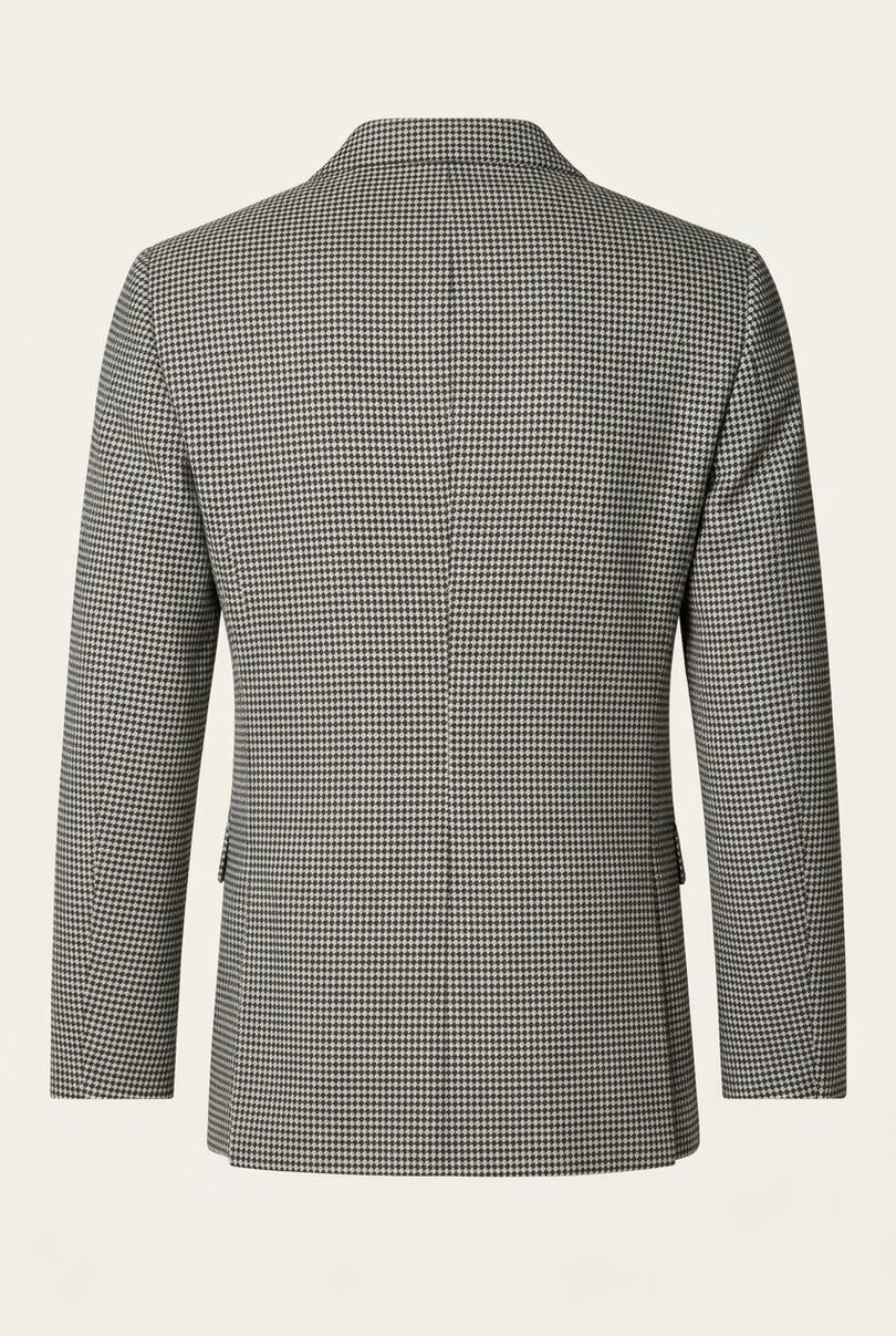 Houndstooth Double-Breasted Dinner Jacket - Off-White Black - Back