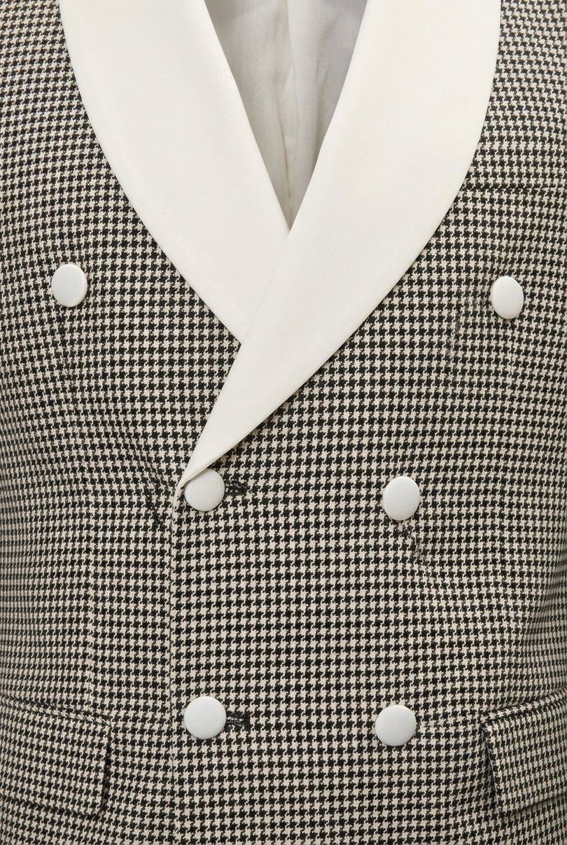 Houndstooth Double-Breasted Dinner Jacket - Off-White Black - Detail