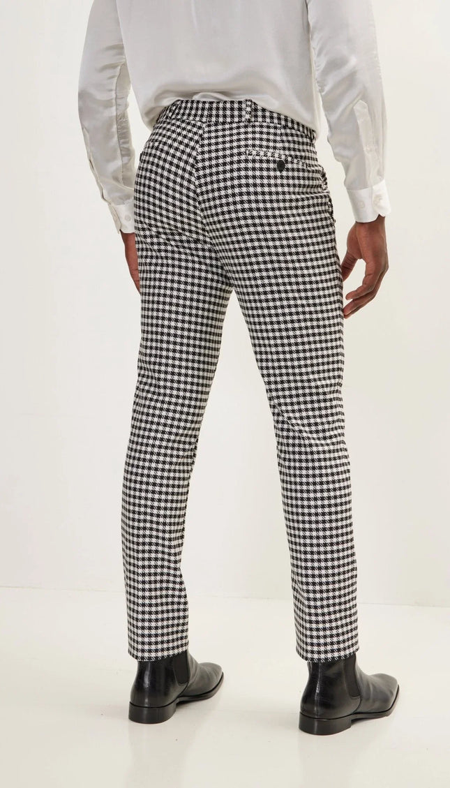 Houndstooth Dress Pants - Black White - Ron Tomson
