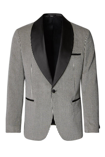Italian Velvet Shawl Lapel Tuxedo Jacket - Houndstooth - Ron Tomson