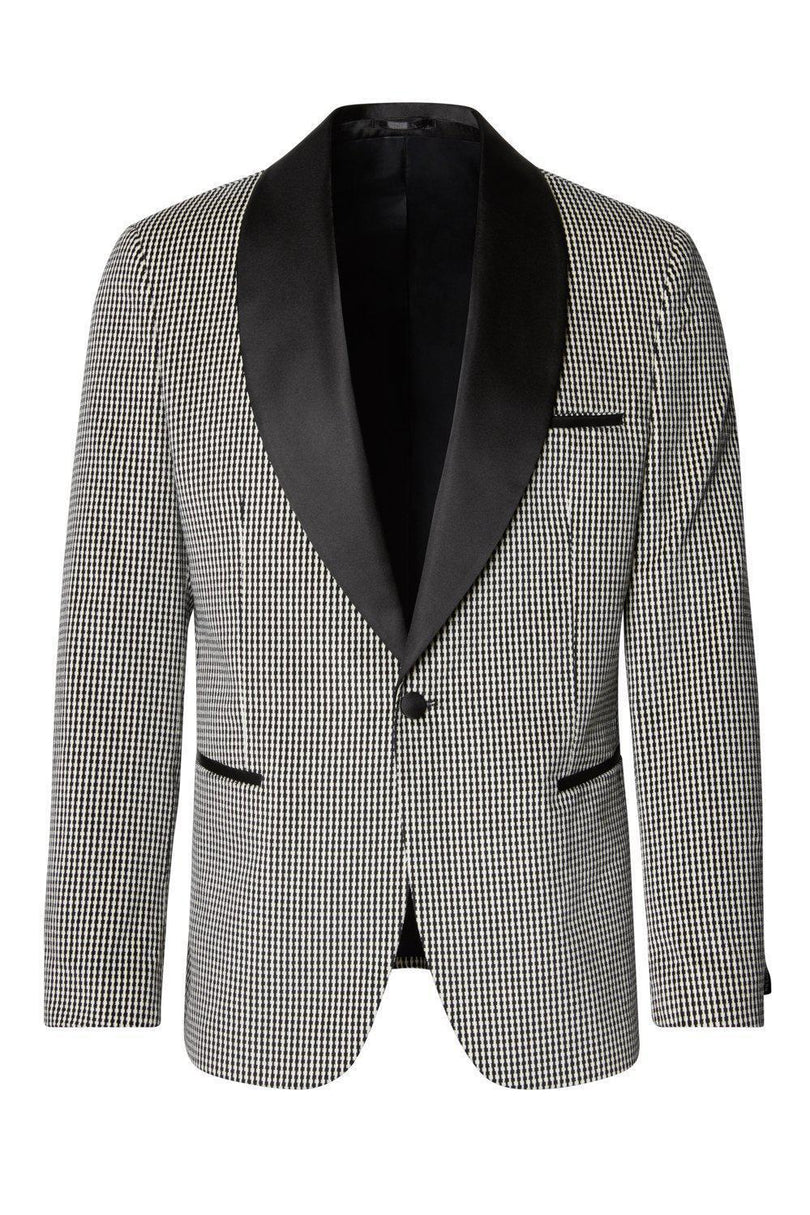 Italian Velvet Shawl Lapel Tuxedo Jacket - Houndstooth - Ron Tomson