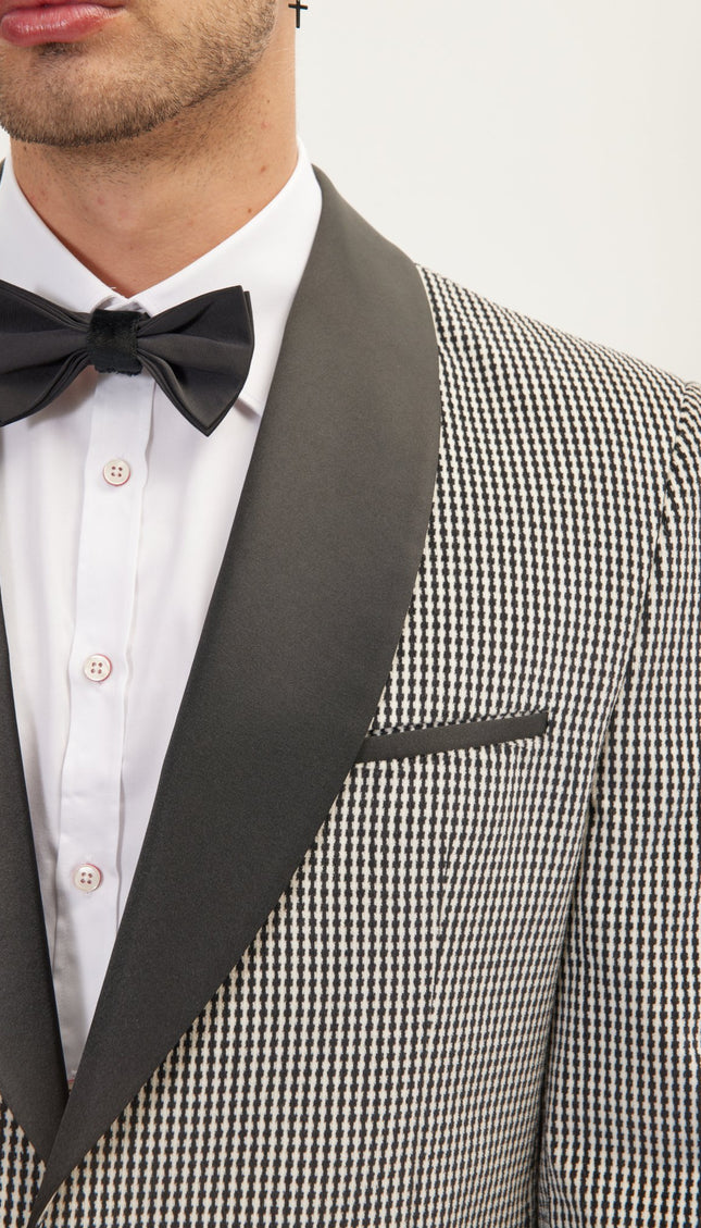 Italian Velvet Shawl Lapel Tuxedo Jacket - Houndstooth - Ron Tomson