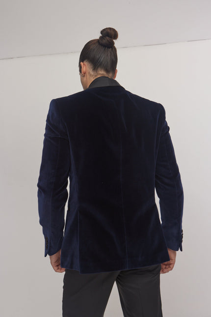 Italian Velvet Shawl Lapel Tuxedo Jacket - Navy - Ron Tomson