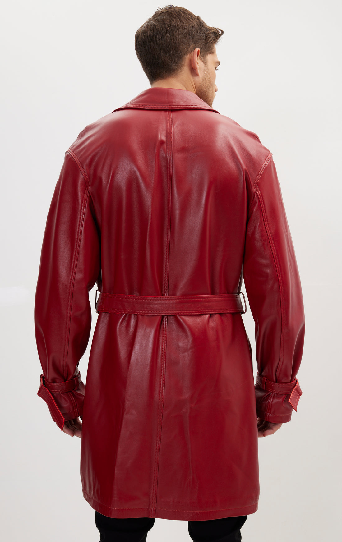Enforcer'S Belted Leather Trench - Valentine Red