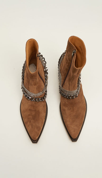 Jasper Layered Chain Boots - Tobacco Suede - Ron Tomson