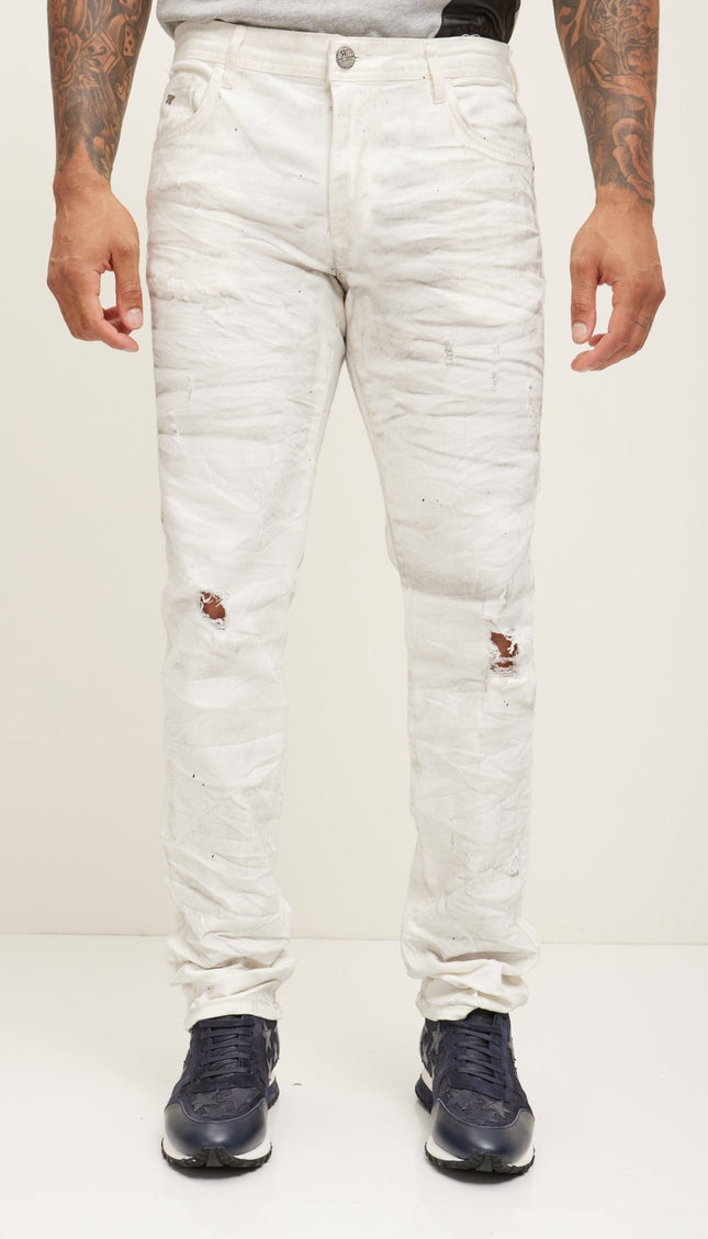 Jc Splat And Smoked Denim - White - Ron Tomson