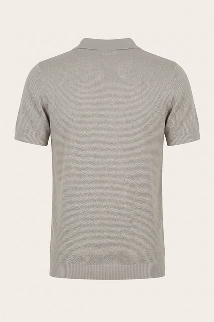 Jersey Knit V-neck Polo - Grey - Back