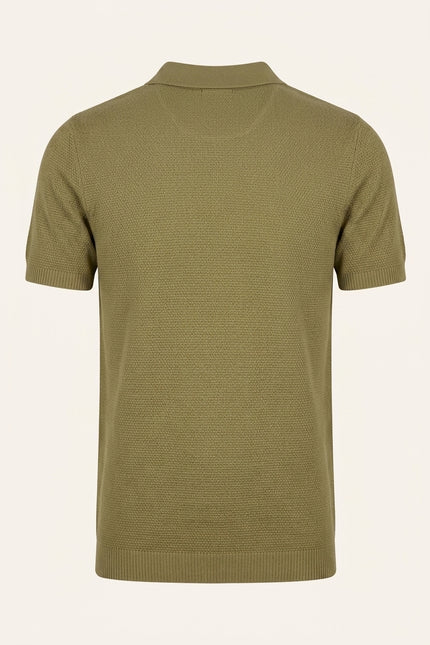 Jersey Knit V-neck Polo - Light Green - Back