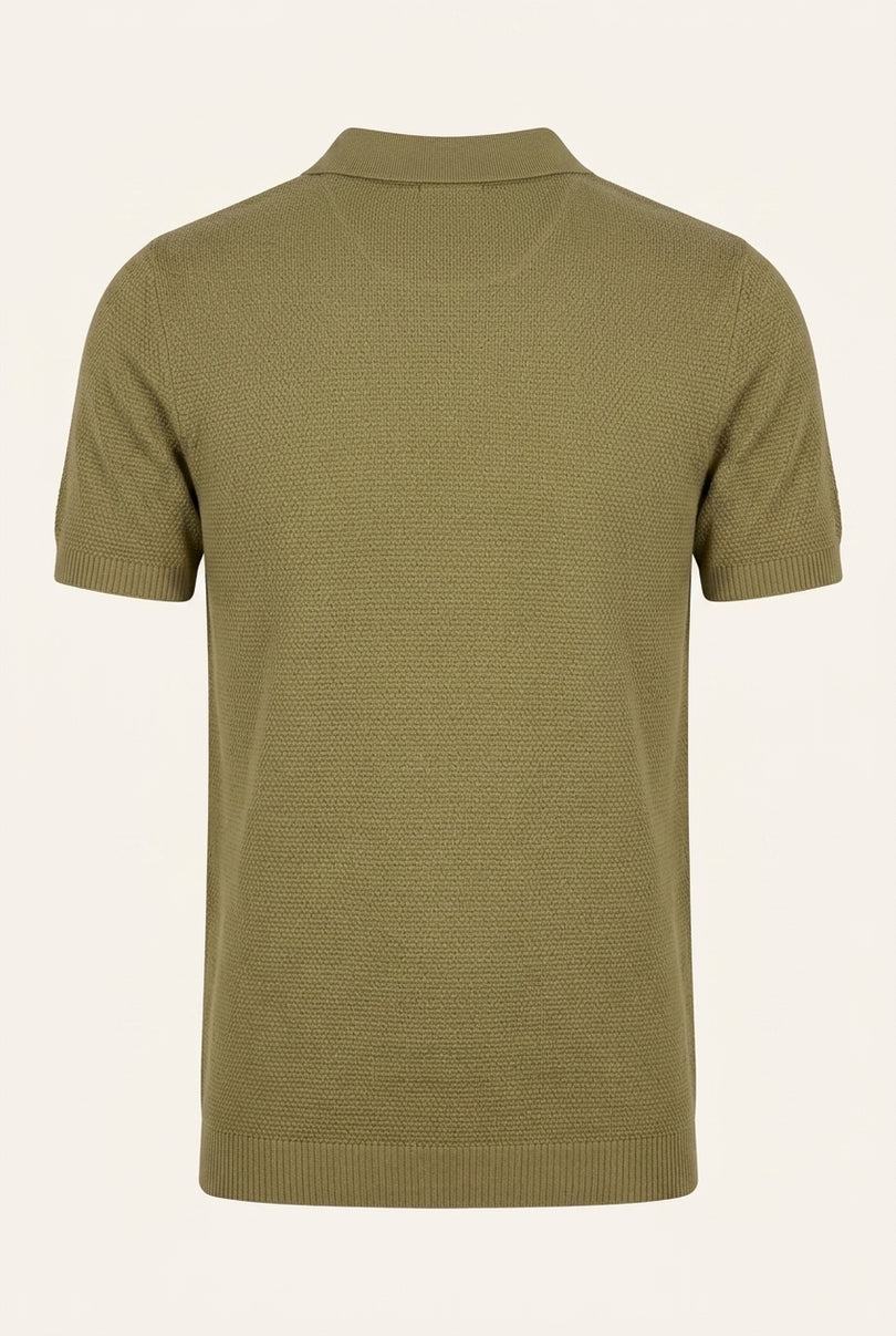 Jersey Knit V-neck Polo - Light Green - Back