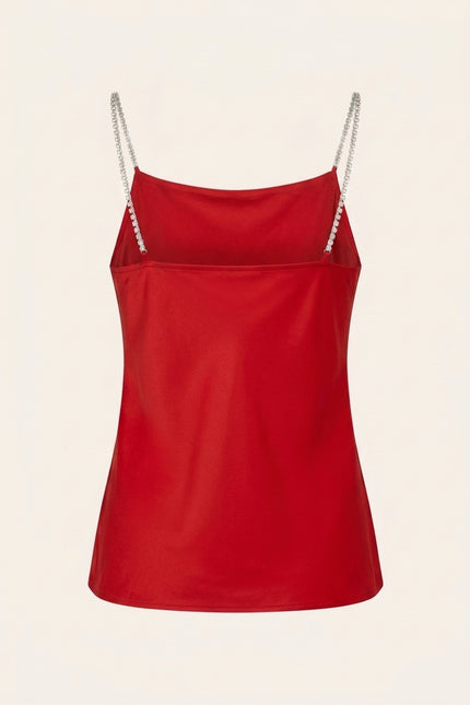 Jewel Strap Camisole Top - Red - Back