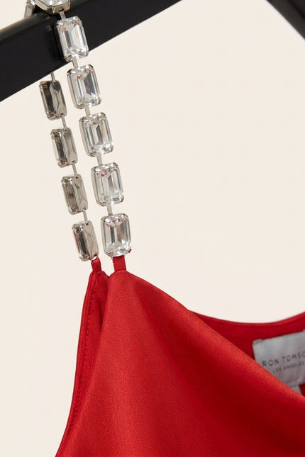 Jewel Strap Camisole Top - Red - Detail