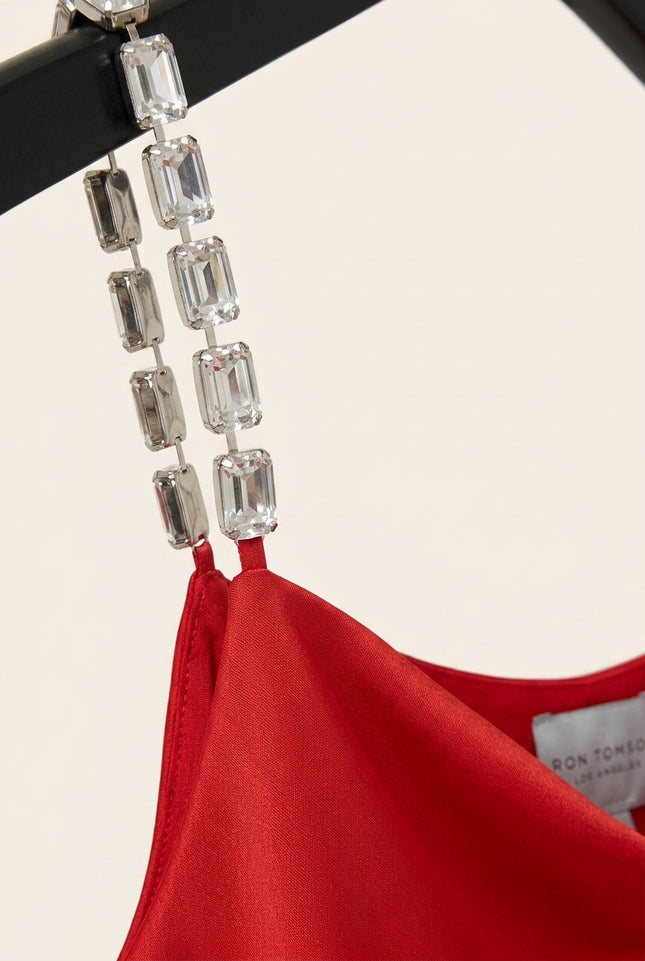 Jewel Strap Camisole Top - Red - Detail
