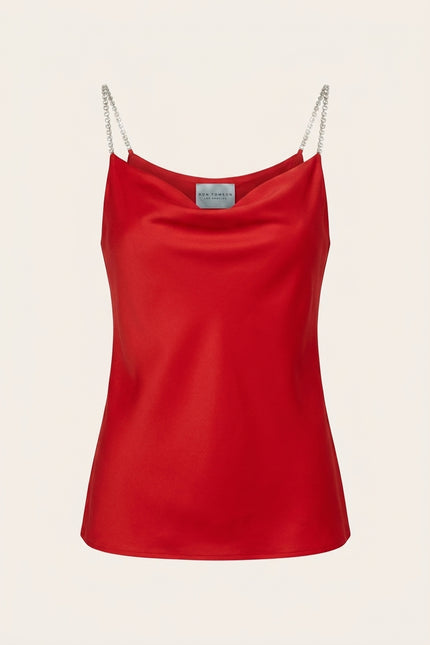 Jewel Strap Camisole Top - Red - Front