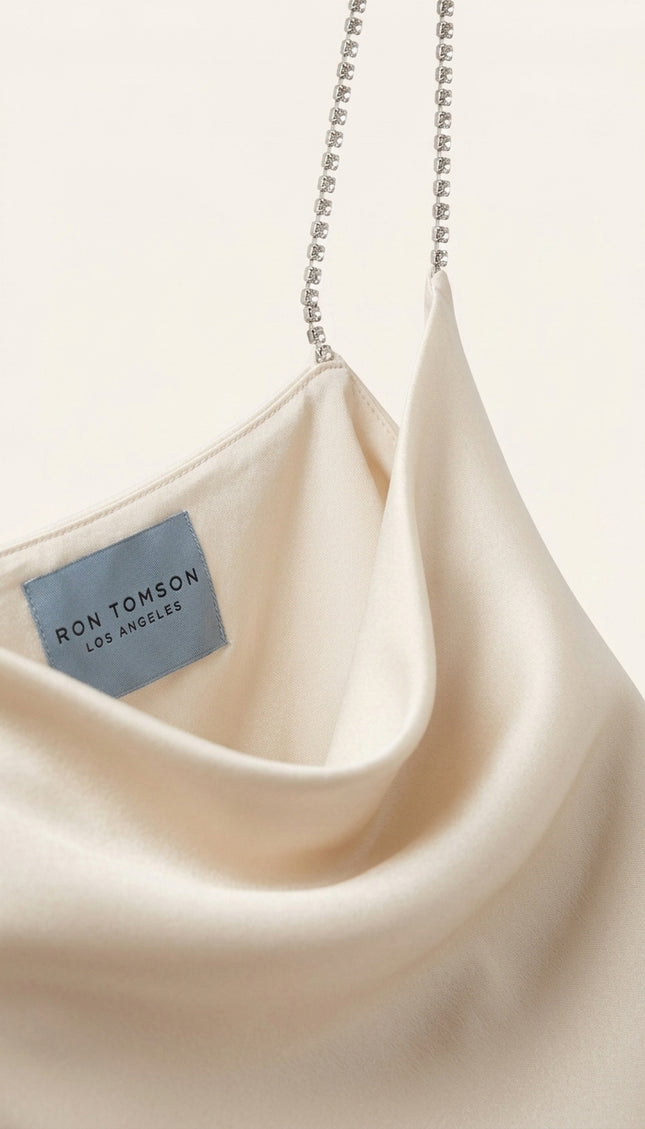Jewel Straps Sateen Top - Off-White - Detail