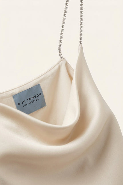 Jewel Straps Sateen Top - Off-White - Detail