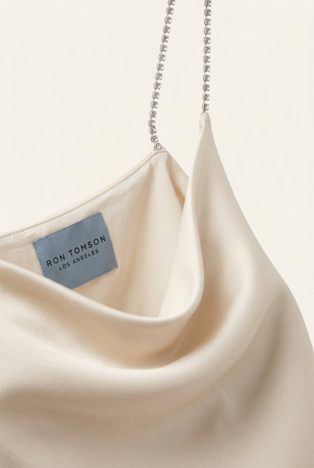Jewel Straps Sateen Top - Off-White - Detail