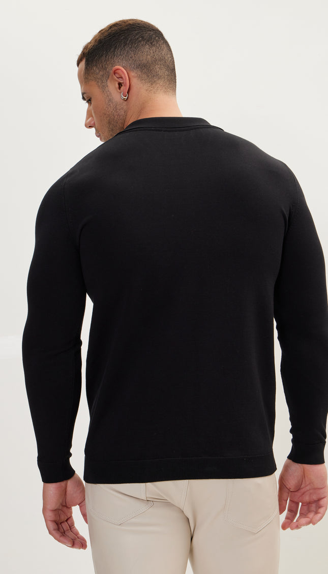 Johnny - Collar Sweater Polo - Black - Ron Tomson