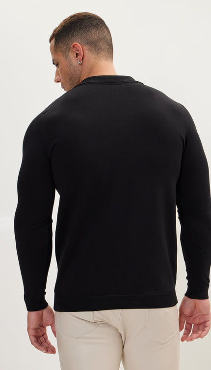 Johnny - Collar Sweater Polo - Black - Ron Tomson