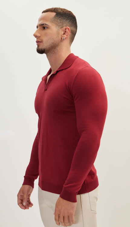Johnny - Collar Sweater Polo - Burgundy - Ron Tomson