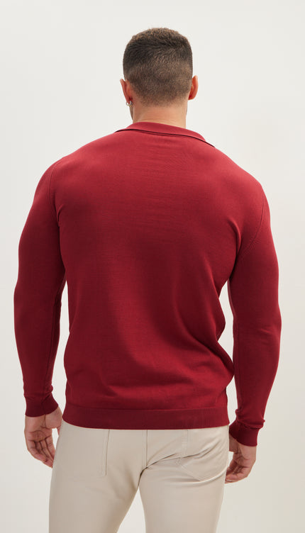 Johnny - Collar Sweater Polo - Burgundy - Ron Tomson