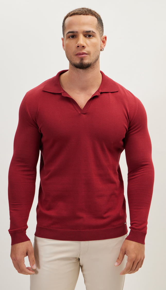 Johnny - Collar Sweater Polo - Burgundy - Ron Tomson