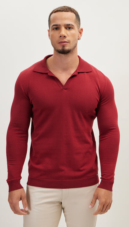 Johnny - Collar Sweater Polo - Burgundy - Ron Tomson