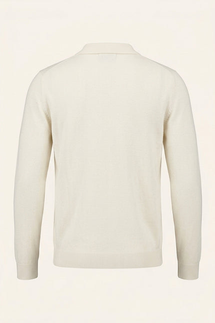 Johnny-Collar Sweater Polo - Ecru - Back