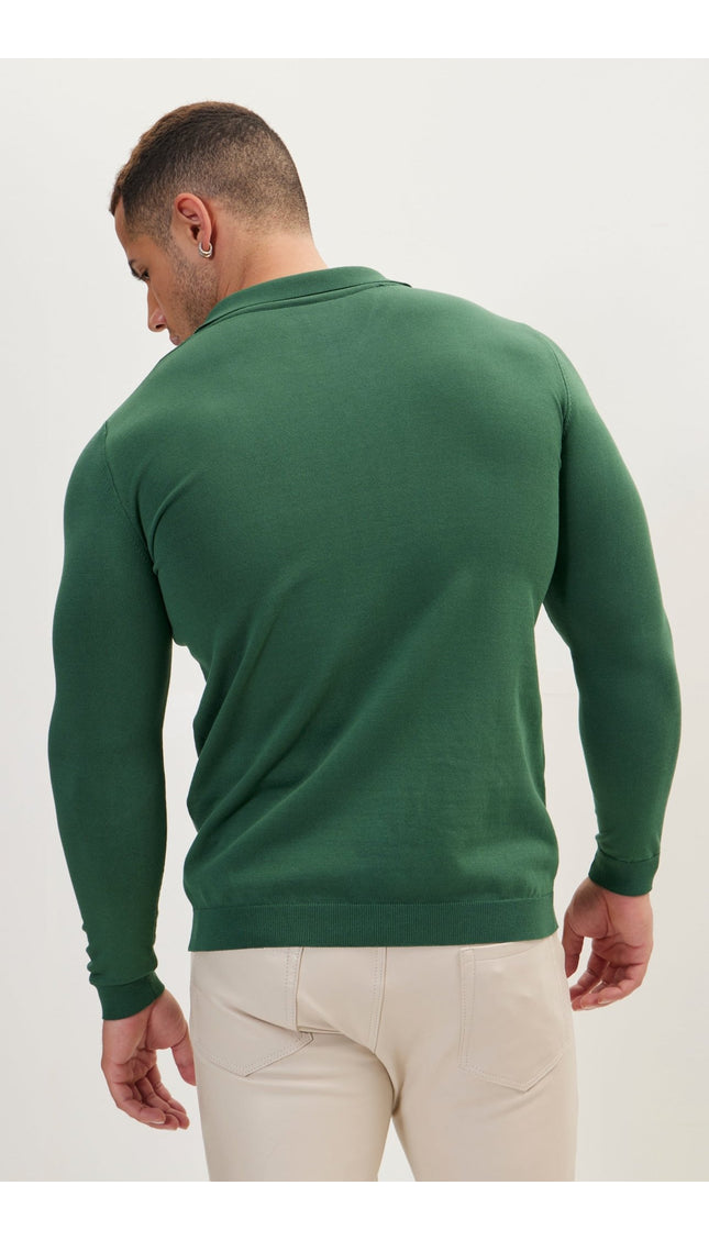 Johnny-Collar Sweater Polo - Green - Ron Tomson