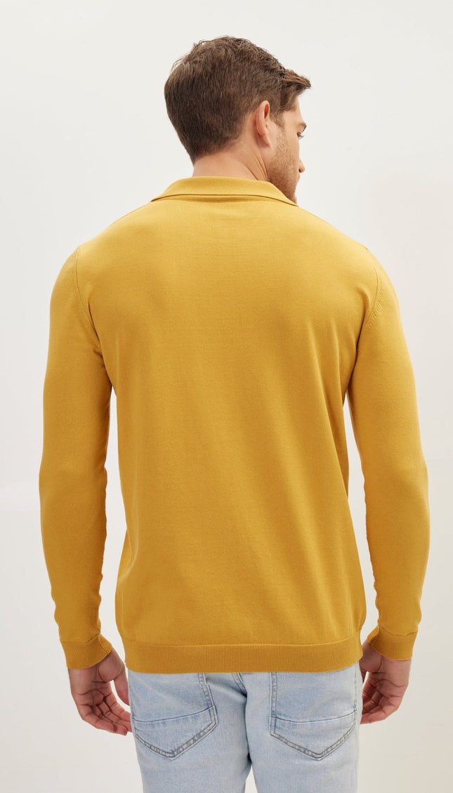 Johnny-Collar Sweater Polo - Mustard - Ron Tomson
