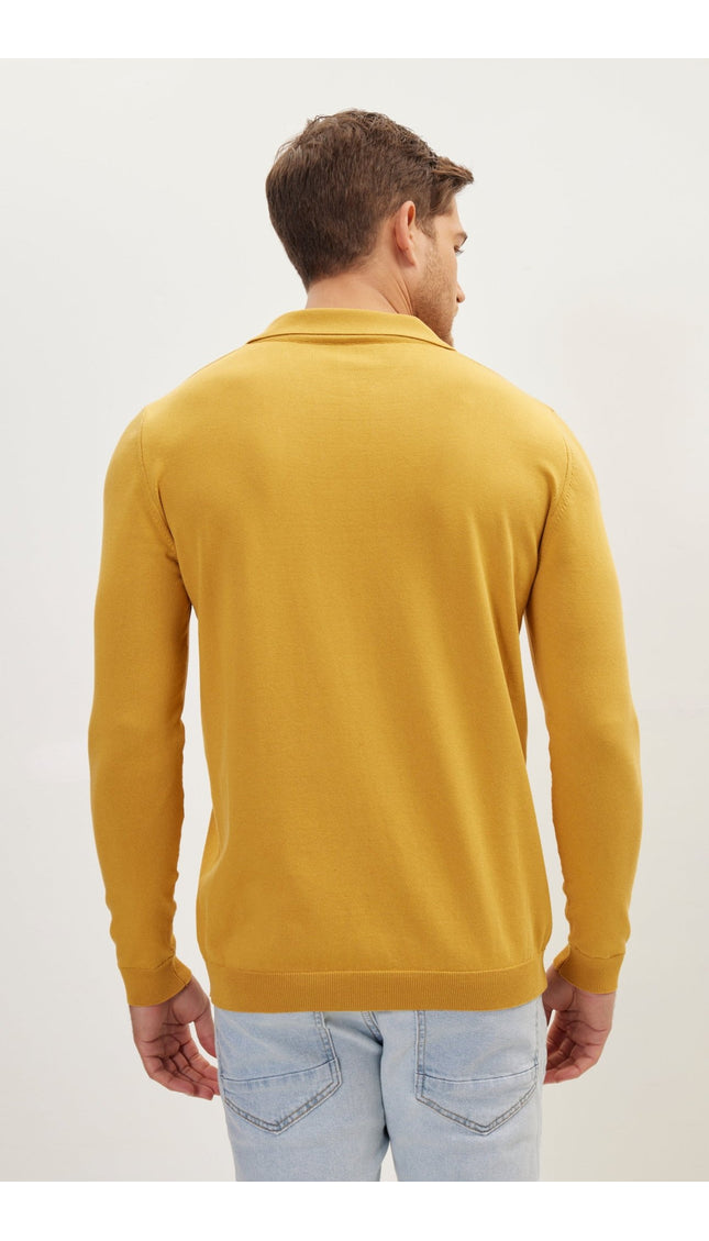 Johnny-Collar Sweater Polo - Mustard - Ron Tomson
