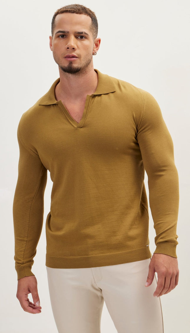 Johnny-Collar Sweater Polo - Pistachio - Ron Tomson