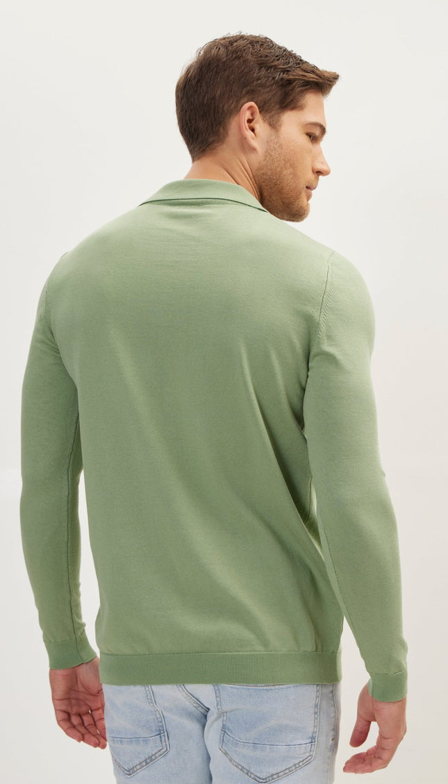 Johnny-Collar Sweater Polo - Teal Green - Ron Tomson