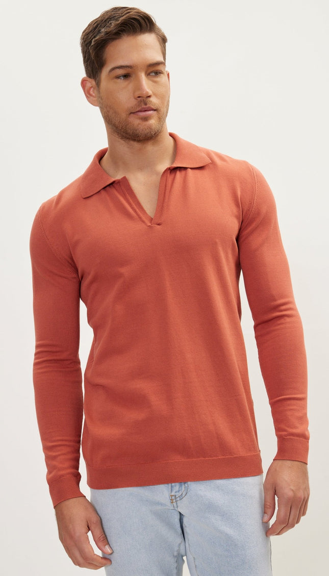 Johnny-Collar Sweater Polo - Tile - Ron Tomson