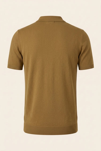 Knitted Polo Shirt - Mustard - Back