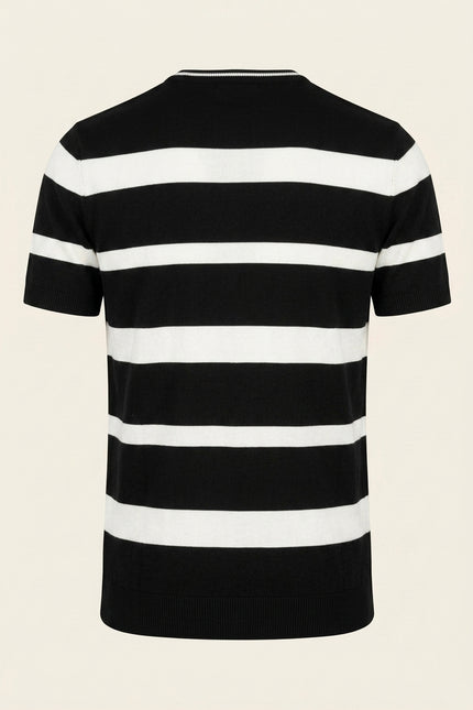 Knitted Striped Top - Black Stripe - Back