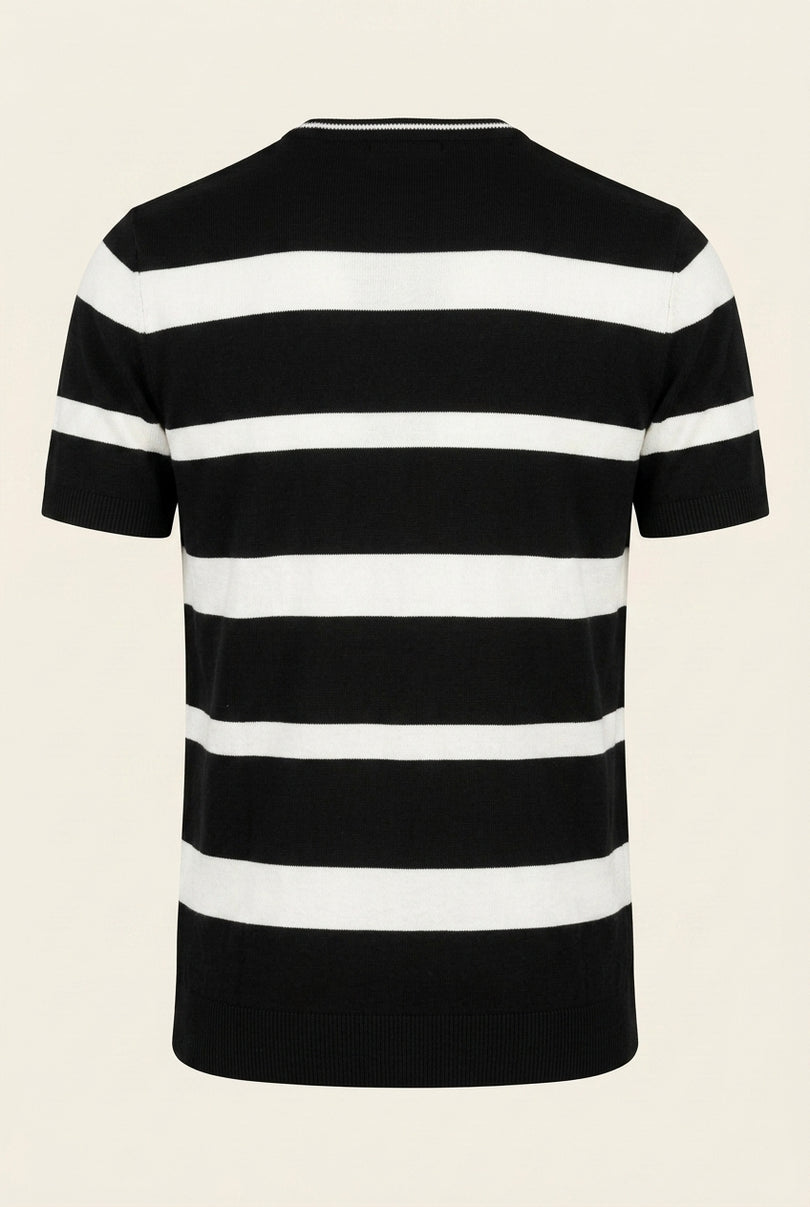 Knitted Striped Top - Black Stripe - Back