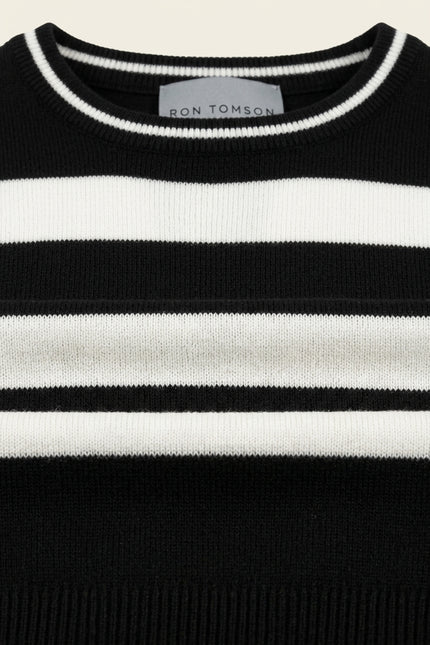 Knitted Striped Top - Black Stripe - Detail