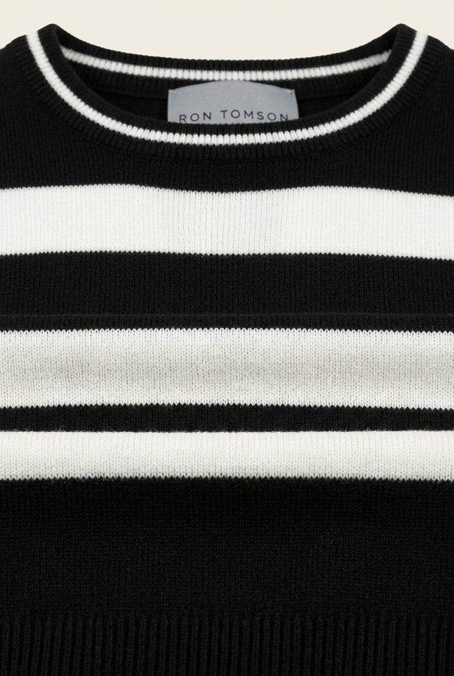 Knitted Striped Top - Black Stripe - Detail