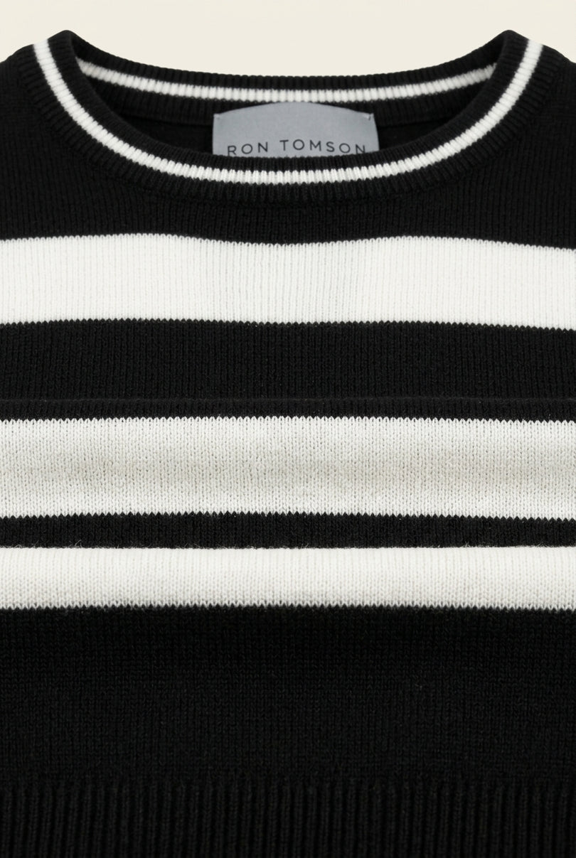 Knitted Striped Top - Black Stripe - Detail