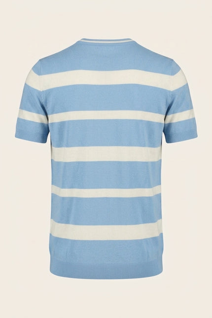 Knitted Striped Top - Blue - Back