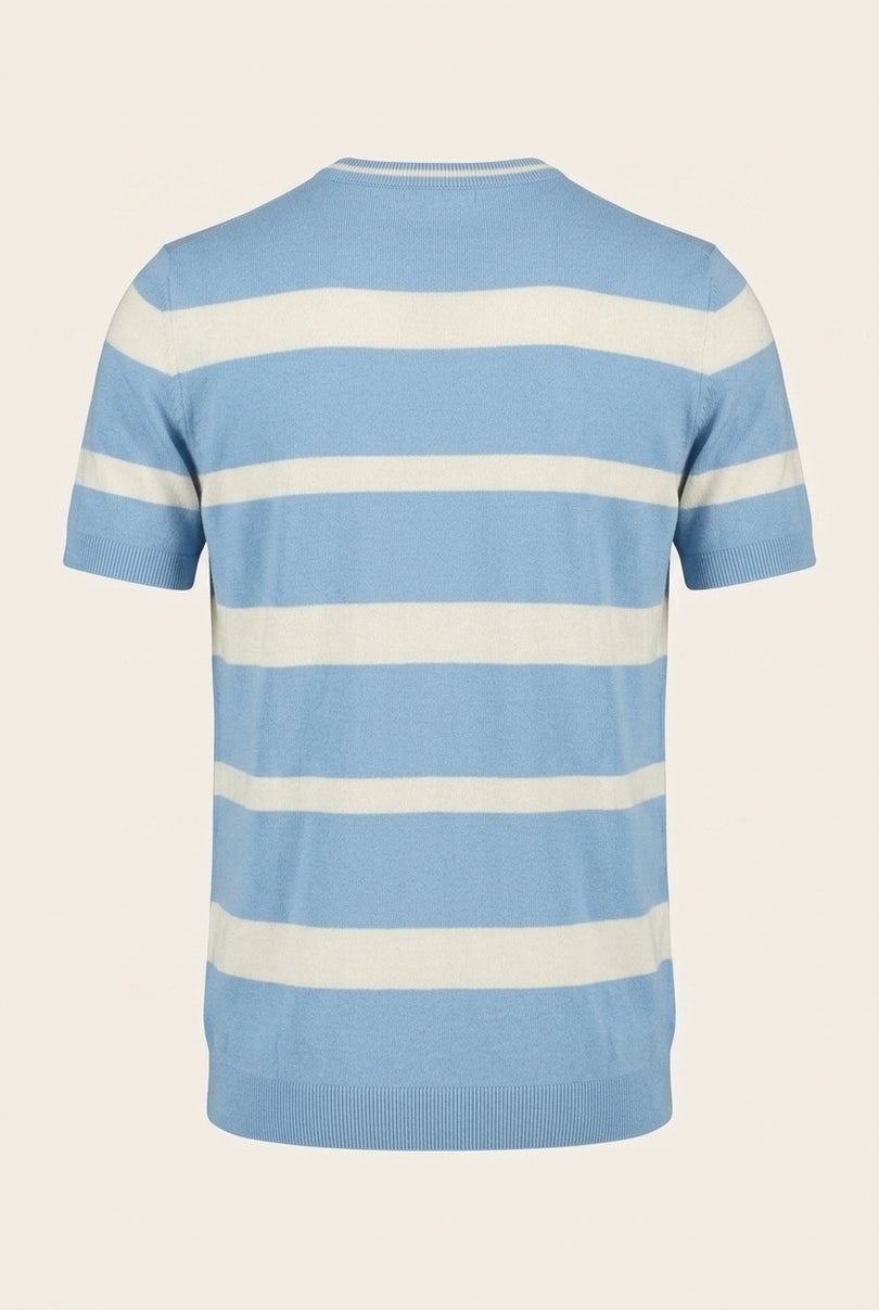 Knitted Striped Top - Blue - Back