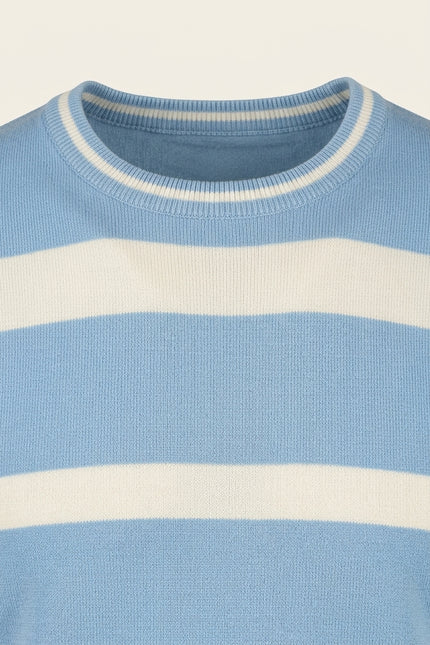 Knitted Striped Top - Blue - Detail