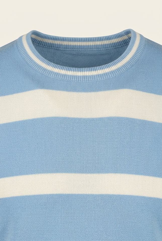 Knitted Striped Top - Blue - Detail