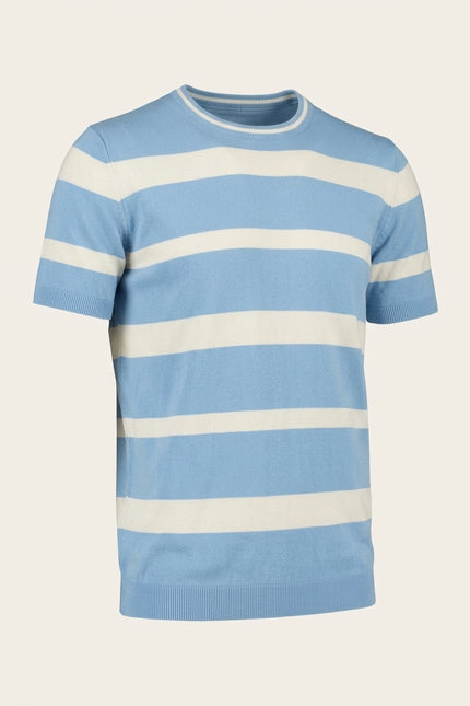 Knitted Striped Top - Blue - Front