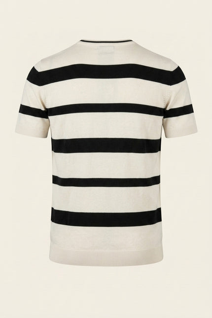 Knitted Striped Top - Off-White - Back