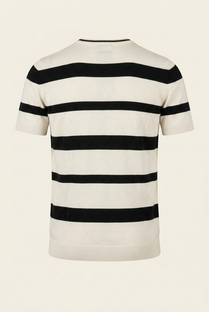 Knitted Striped Top - Off-White - Back