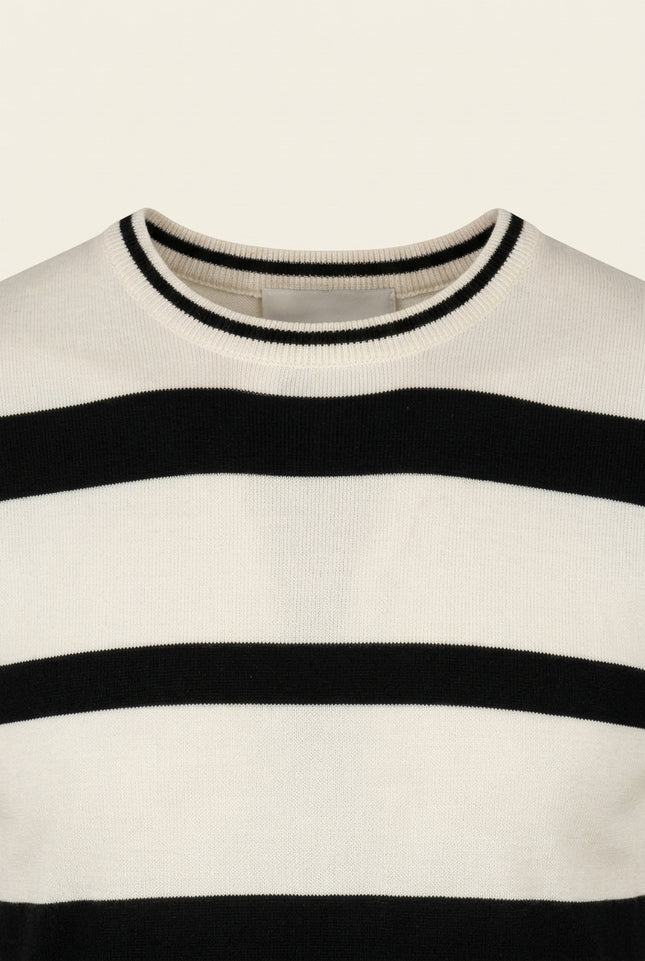 Knitted Striped Top - Off-White - Detail